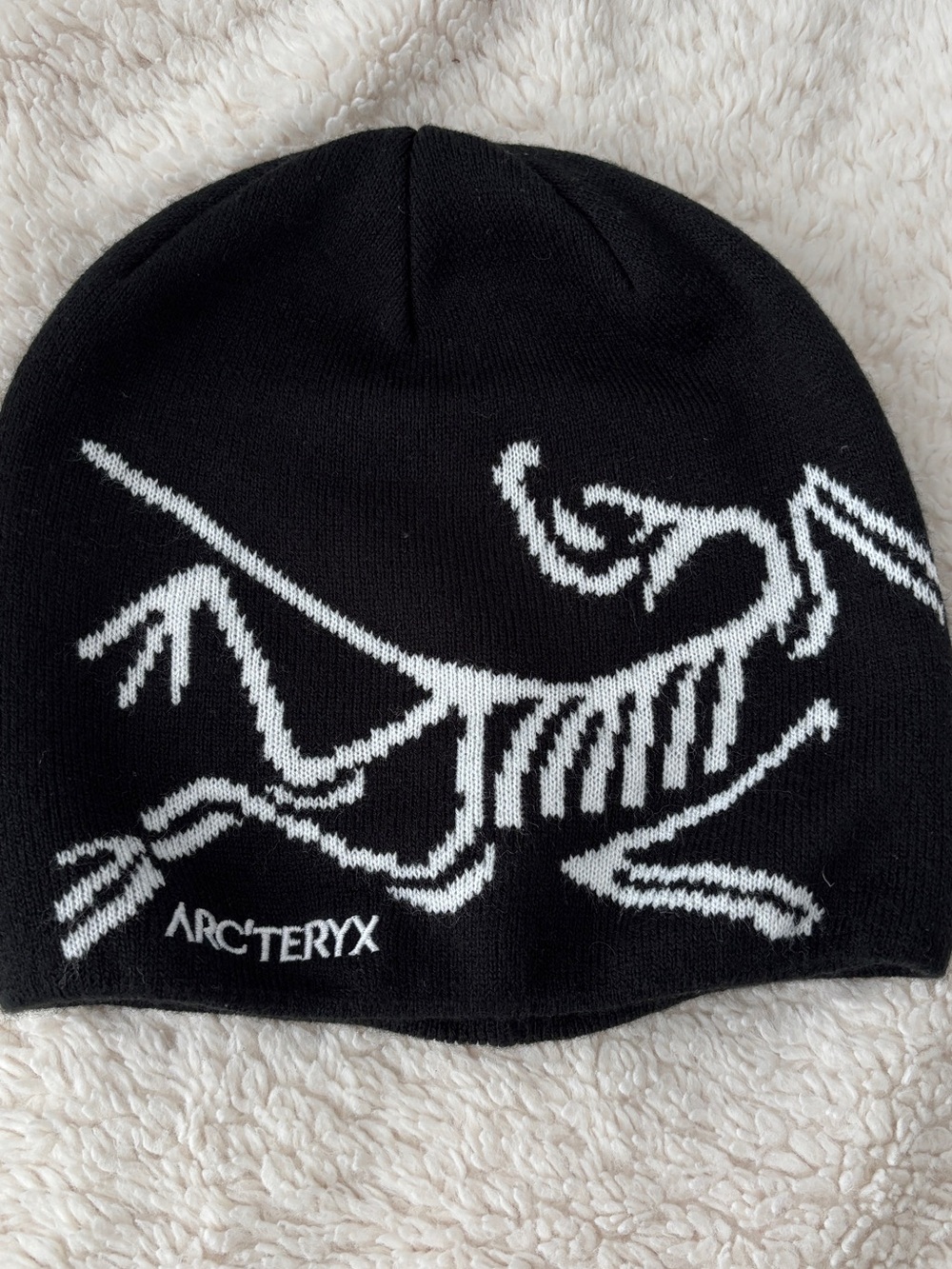 Arc'teryx Black Beanie with White Skeleton Logo